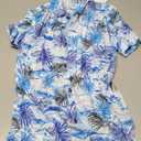 APTRO Men's Hawaiian Shirt Short Sleeve Floral Casual Beach Summer Shirt Wrinkle Free 4 Way Stretch, Blue, Size 12