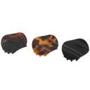 Parcelona French Onde Tortoise Shell Black and Savana Small 2 Celluloid Set of 3 Round Side Slide In Secure Grip Hair Claw for Women and Girls