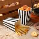 48 Pcs Black Striped Popcorn Boxes 5.51 X 5.51 X 0.19 in Foldable Paper Popcorn Containers for Movie Nights Party Favors Wedding Dessert Tables Candy and Cookie Serving