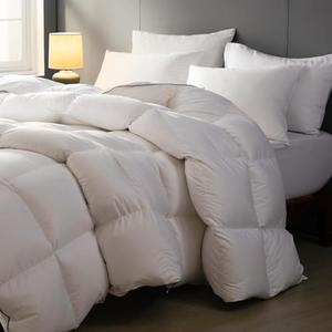 sleeprove Noiseless King Size Down Comforter,All-Season Duvet Insert with 8 Loops,Luxury Bedding Comforter,White,106x90 inches
