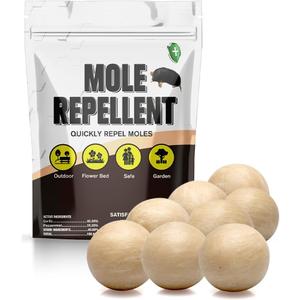 Mole Repellent for Lawns, Groundhog Repellent Outdoor, Armadillo Repellent, Mole Deterrent for Yard, Vole Repellent Outdoor, Gopher Repellent, Safe for Family & Pets, 8 Packs