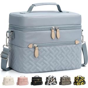 Capolo Lunch Box for Women Men Adults,Insulated Lunch Bag Leakproof Lunch Cooler Box with Removable Strap Cute Lunch Tote Bags Reusable Thermal Lunchbox for School Work Picnic(Small,Blue)