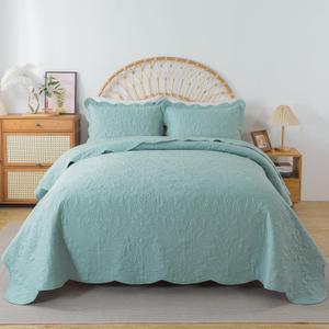 HoneiLife King Quilt Bedding Set - 3 Pieces Microfiber Quilt Sets Lightweight Bedspreads Reversible Coverlets Retro Bed Cover Quilt King Size All Season Quilts-Sage Green (King-106" x 96")