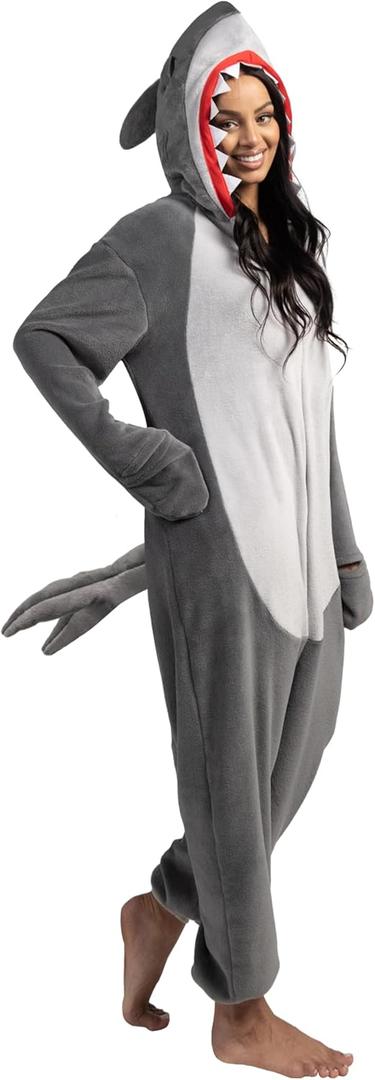 Spooktacular Creations Halloween Shark Costume, Adult Shark Costume, Jumpsuit Marine for Halloween Dress Up (Gray, M)