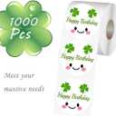 Cute Happy Birthday Stickers Lucky Smile 1.5" 1000 PCS Round Labels for Party, Holiday Decorative Envelope Sealing,Gift Packing, Baby Shower