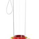 MEKKAPRO Outdoor Hummingbird Feeder Made from Glass, Hanging 5 Nectar Feeding Stations, Bright Red, Backyard Feeder (20 Ounce)