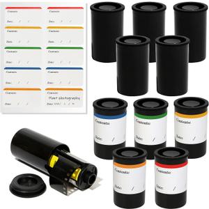 35mm Film Negative Canisters with Caps 10pcs Film Storage Canister Comes with 10 Labels to Record the Subject of the Negatives
