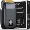 Electric Razor for Men Face, Electric Shavers for Men, Cordless Portable Rechargeable Waterproof Foil Shavers with LED Display, 3 Speeds, Travel Lock for Beard and Face Shaving (Black)