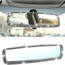 Osilly Bling Car Rearview Mirror, Decorations Rear View Mirror with Crystal Rhinestones & Diamonds, Car Interior Trim Accessories, Clip-on & HD Glass, Sparkly Gift for Mother Women Girls (Black)