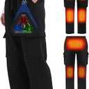 Heated Pants for Men and Women, 4 IN1 Control Switch Cargo Baggy Heating Sweatpants, 7.4V 10000mAh Battery Pack, Size M