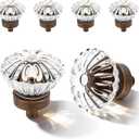 Crystal Cabinet Knobs Cabinets Knob, 4 Pack Flower Antique Brass Vintage Glass Clear Crystal Small Pull for Closet Dresser Drawers Cupboard, Retro Pulls Old Style Bronze Drawer Handle