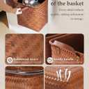 13x13x13 Laundry Baskets Hampers, Wicker Storage Baskets for Shelves, Woven Basket for Blankets, Clothes, Organizer Storage Bins with Handles, Set of 4-Brown