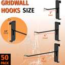 HUHOLE 50 Pack Gridwall Hooks 4 Inch Black Metal Display Hangers for Wire Grid Panel Heavy Duty Retail Store Fixtures, Garage Organizer, Craft Fair & Jewelry Rack (20lbs Capacity)