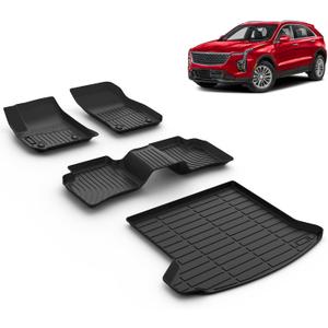 All Weather Car Floor Mats & Cargo Liner Set Fit for Cadillac XT4 2019 2020 2021 2022 2023 2024 2025 Floor Liners Trunk Liner XT4 Cargo Mat Accessories Black