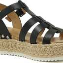 Soda
TRADER ~ Women Open Toe Espadrille Flatform Platform Fashion Jute Wedge Fisherman Upper Sandals with Adjustable Ankle Strap, Black Pu,
 6