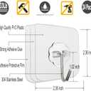 Jwxstore 24 Pack Self Adhesive Hooks Heavy Duty - 33lb Max, Transparent, Waterproof, Sticky Wall Hooks for Keys, Bathroom, Shower, Outdoor, Kitchen, Door, Home Improvement, Utility Hooks