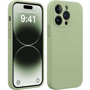 AOTESIER for iPhone 14 Pro Max Case, Upgraded Silicone | Full Camera Protection | Wear-Resistant | Anti-Drop Protection with Anti-Scratch Lining Phone Case for iPhone 14 Pro Max, Tea Green