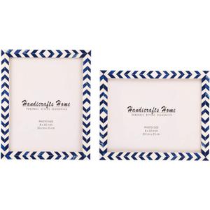 Handicrafts Home 8x10 Picture Frames Pack of 2 - Lisbon Collection Handcrafted Photo Frames, Perfect for Wall & Tabletop Display, Ideal Home Decor Gift (Azul)