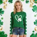 St Patricks Day Shirt Women Lucky Shamrock T-Shirt Saint Patricks Day Long Sleeves (Green, XL)