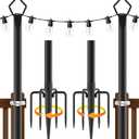  2 Pack 10Ft String Light Poles,Light Poles for Outside String Lights,Outdoor Light Poles with Fork,Metal Pole Stand for Patio,Backyard,Deck