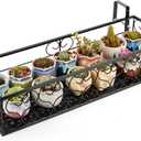 Balcony Flower Pot Stand Rack Patio Railing Shelf Plant Pots Holder Windows decorate (L, Black)