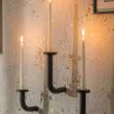 Black Modern Taper Candle Sconces : Set of 3 Iron Minimalist Wall Decor for Living Room - Metal Taper Wall Candle Holder for Home Narrow Corner Hallway