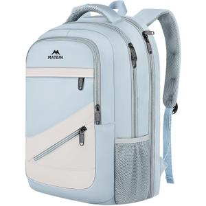 MATEIN 30 L Large Laptop Backpack, Stylish Lightweight Nursing Teacher Work Backpack with Anti Theft Pocket, College Travel Comupter Bag Soft and Comfortable for Daily, Blue Beige (17 Inch)