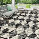 HEBE Checkered Outdoor Rug Waterproof 9x12, Reversible Plastic Straw Rug RV Camping Rug, Indoor Outdoor Patio Mat Clearance, Outside Carpet for Porch, Deck, Camper, Balcony, Backyard, Picnic