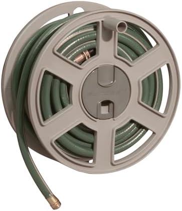 Suncast 100 Ft. Wall Mount Hose Reel Side Winder for Yard, Garden, Space-Saving Design, Easy Hose Storage, Fully Assembled, Taupe (Open Box)