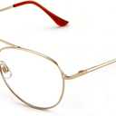 Men Aviator Progressive Clear Lens No Line Reading Glasses Tri-Focal Reader Spring Hinge (Gold, 1.75)