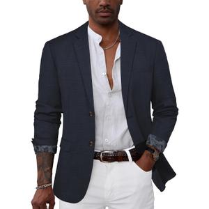 GRACE KARIN Men's Casual Blazer Suit Jackets 2 Button Lightweight Sport Coats (Large, Dark Blue-b)