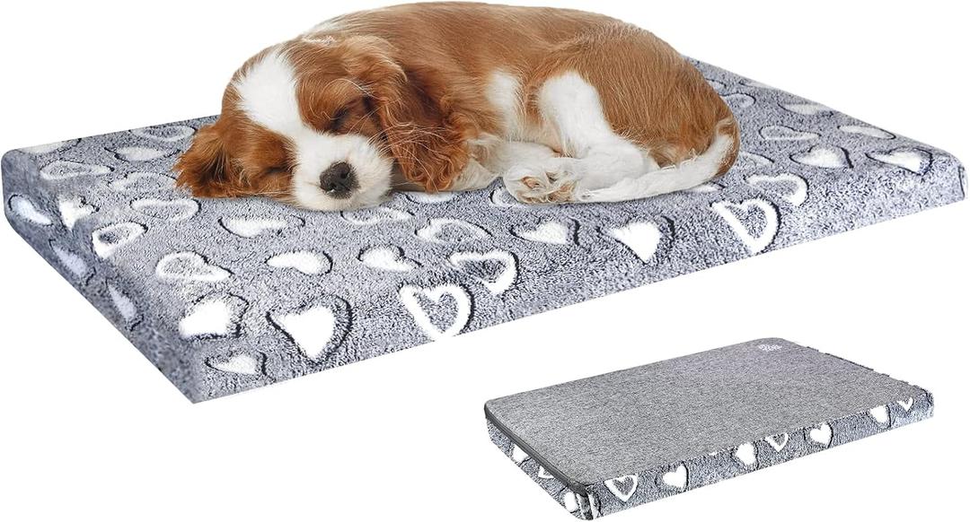 VANKEAN Reversible Cool and Warm Dog Bed Mat for Crates - Stylish Pad With Waterproof Inner Linings and Removable Machine Washable Cover, Firm Support for Small to XX-Large Dogs, Grey (S(24 x 18 x 3"))