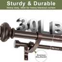 Double Curtain Rods 72 to 144 Inches with Solid Aluminum Alloy Brackets, 1 Inch Adjustable Drapery Rod, Heavy Duty Dual Curtains Rod for Window, Sliding Door, Bedroom Decoration, Matte Brown