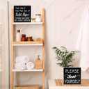 2 PCS Farmhouse Bathroom Signs Decor Wood Box Sign, Rustic Bathroom Wall Art Decor, Funny Restroom Guest Bathroom Decor for Shelves and Wall Black