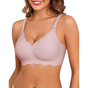 Seamless Bras for Women No Underwire Push Up Bra Full Coverage V-Neck Wirefree Bralettes Soft T-Shirt Everyday Bra (Large, Pink) Seamless Bras for Women No Underwire Push Up Bra Full Coverage V-Neck Wirefree Bralettes Soft T-Shirt Everyday Bra (Large, Pink)