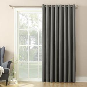 Sun Zero Barrow Energy Efficient Grommet Sliding Patio Door Curtain Panel, 100" x 84", Steel