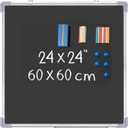 Chalkboard Set - 24 x 24 in Black Board with 1 Magnetic Chalk Eraser, 14 Chalk Sticks (7 Colors) and 4 Magnets - Large Message Wall Hanging Blackboard with Sturdy Frame for Home Office Study School