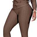 Jogging Suits for Women, Textured 2 Piece Outfit Long Sleeve Full Zip Jacket Skinny Pants Tracksuit Set, Size L