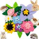 Small Animal Foraging Mat for Rabbit Hedgehog Guinea Pig Rat Chinchillas Bunny - Interactive Cute Flower Funny Feeder Toy Feeding Mat Bedding Cage Accessories (11.8"*11.8", Multi-colored)