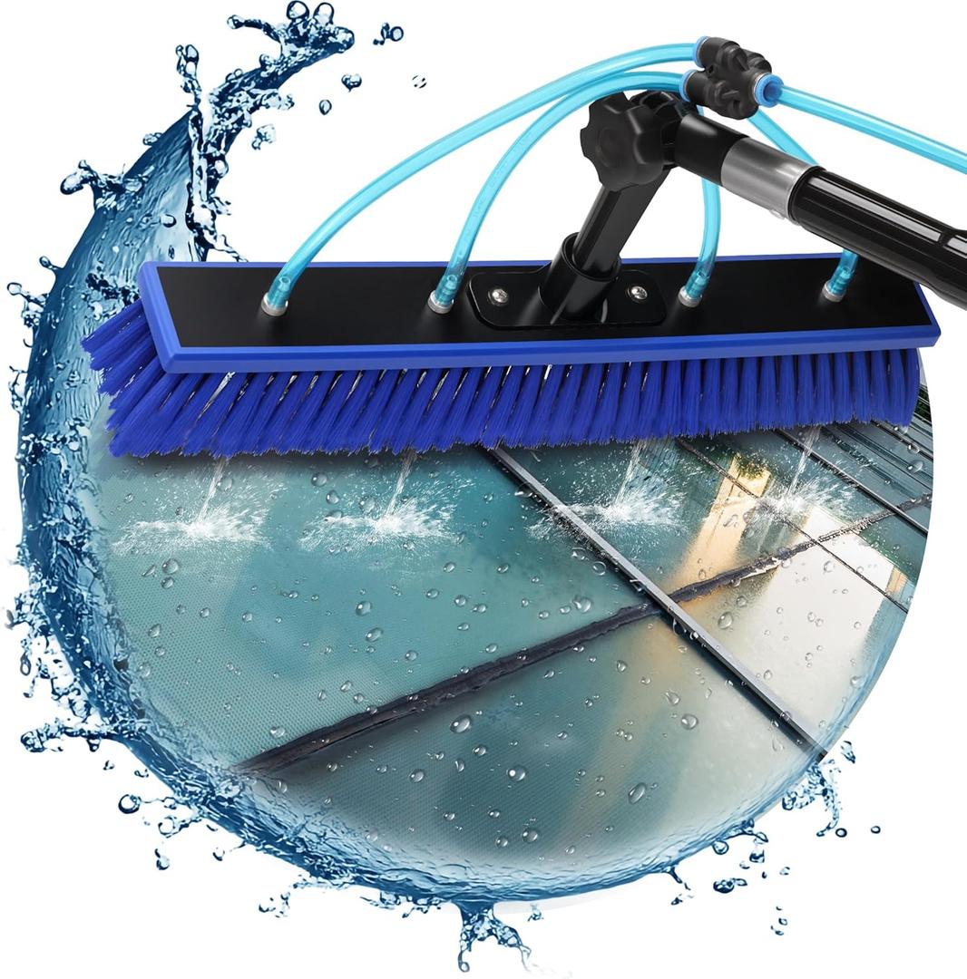 Solar Panel Window Cleaning Brush and Pole, 40FT Adjustable Window Cleaner Brush & Water Fed Pole Kit, Solar Panel Cleaning System Window Washing Equipment Tool