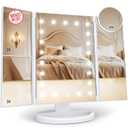 HUONUL Makeup Mirror, Gifts for Mom Mothers Day, Vanity Mirror with Lights, 2X/3X/10X Magnification, Touch Control, Trifold, Dual Power Supply, Birthday Gifts for Women, Girls, Dorm Room Essentials