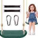 Kids Swing for Tree, Heavy Duty Swing Seat for Backyard & Outdoor, Tree Swings for Kids Outdoor, Ergonomic Contoured Plastic Swing with Straps, 264 lbs Capacity, Green