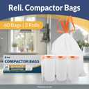 Reli. 18 Gallon Trash Compactor Bags (60 Pack) | 2 Mil Heavy Duty | Compatible with Kitchenaid, Whirpool, GE 15 Inch Compactors | No Slip Drawstring Kitchen Trash Bags | Leak-Proof & Tear Resistant