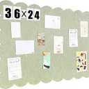 Mooliwe Scalloped Felt Bulletin Cork Board Foldable Beige 36 * 24 Inch