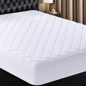 Utopia Bedding Quilted Fitted Mattress Pad, Queen Size, Elastic Fitted Mattress Topper Protector and Cover with Deep Pocket Stretches up to 16 Inches, Machine Washable (White)
