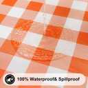 Smiry Round Picnic Tablecloth, Elastic Waterproof Fitted Vinyl Tablecloths for 57"x68" Tables, Flannel Backed Buffalo Plaid Table Cover for Dining, Camping, Outdoor, Thanksgiving, White and Orange