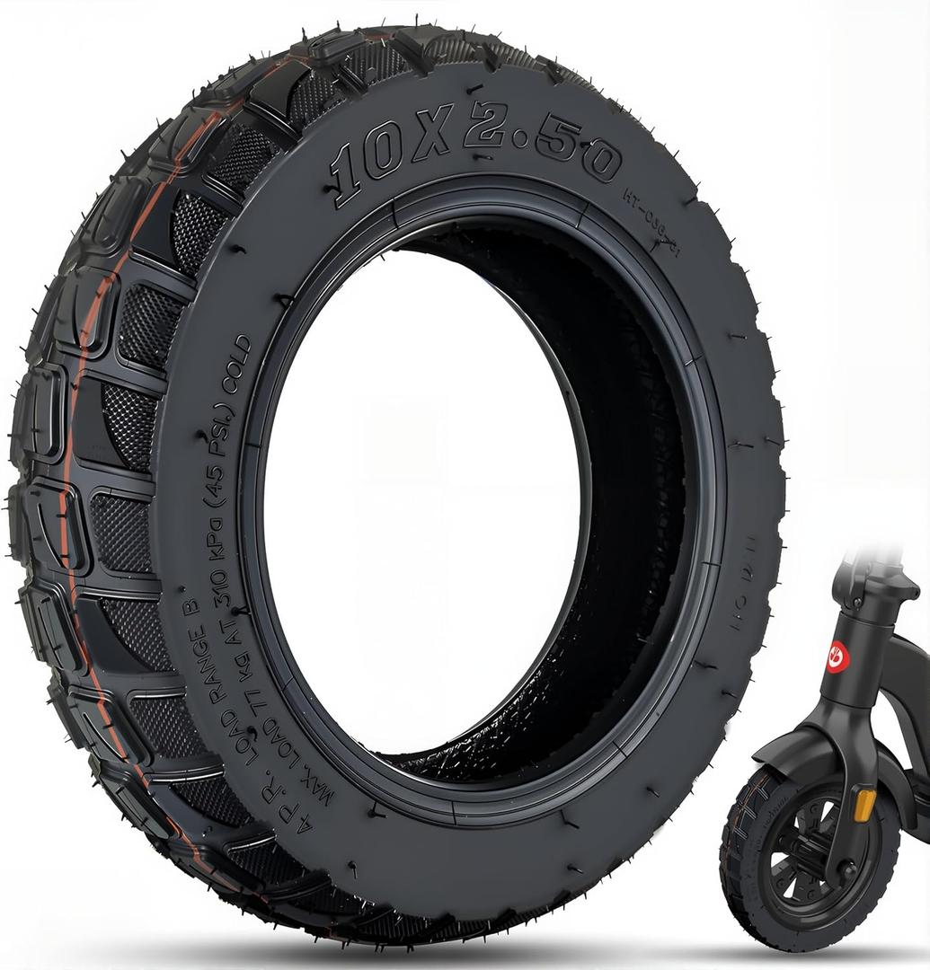 10x2.50 Off Road Outer Tire, Only Fit for 6 inch Rim Hub, Fit for 6" Rim Smart Self Balancing Hoverborad, for Kugoo M4/ M4 Pro, Inokim Quick 4 Electric Scooter