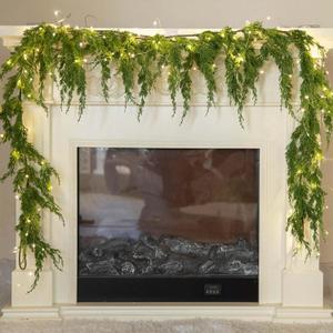 6FT Anna's Whimsy 2PCS Artificial Cedar Garlands with Light, Real Touch Winter Pine Garland, Green Artificial Greenery Garland for Table, Mantle, Wall, Indoor, Outdoor Christmas Decorations