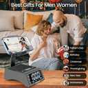 JTEMAN Gifts for Men Women,Cell Phone Stand with Wireless Bluetooth Speaker,Adjustable Cool Tech Kitchen Gadgets,Unique Birthday Gift Idea for Him, Husband, BoyfriendBlack