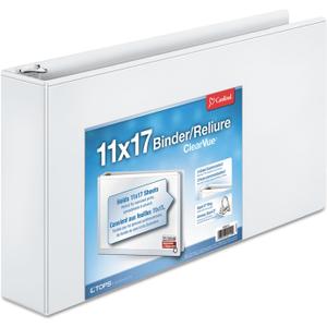 2 Cardinal ClearVue Slant-D Ring 3-Ring Binders, 3 Capacity, 11 x 17, White, EA - CRD22142